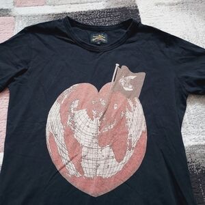 Vivienne westwood Black T-Shirt top tee  with Heart Globe Design rare
